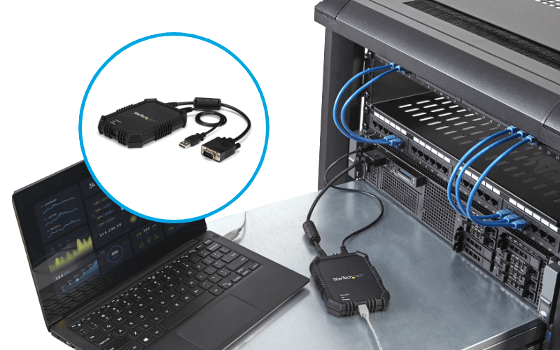 Laptop-to-server KVM console with rugged housing