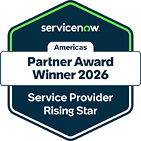2026 ServiceNow Service Provider Rising Star Partner of the Year badge