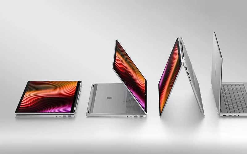 HP laptops on display.
