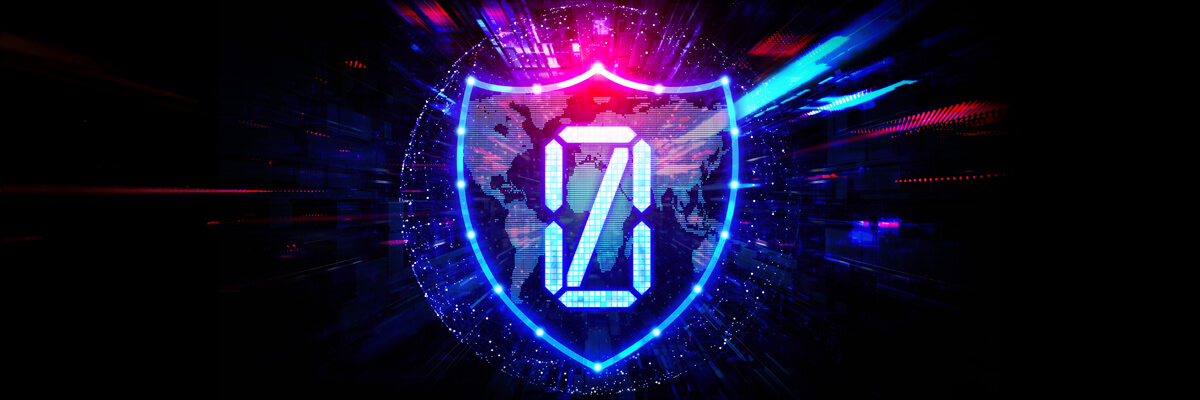 Conceptual cybersecurity image with a illustrated lock on a globe