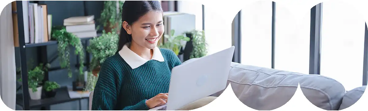Girl with laptop at work.