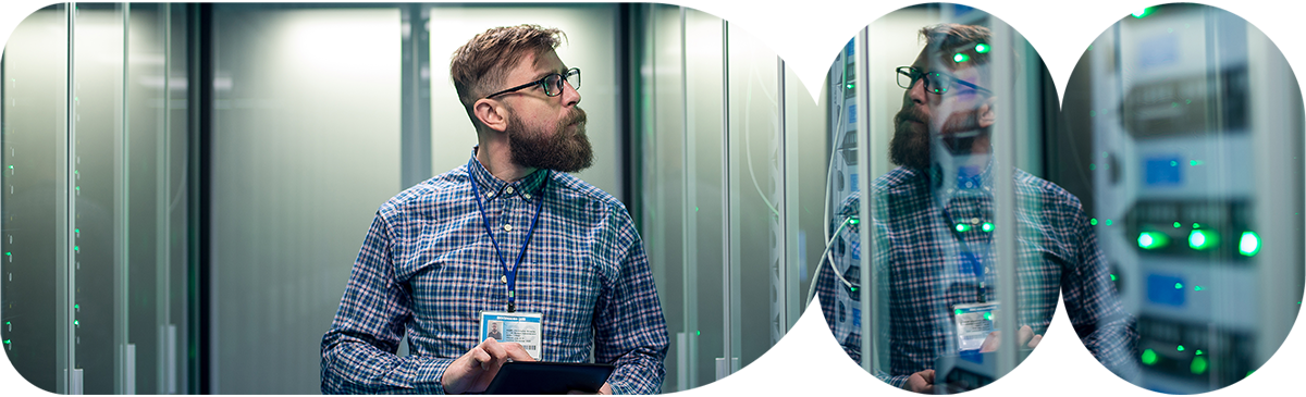 Man working in data center