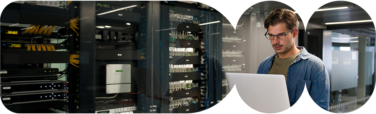 Male working in data center