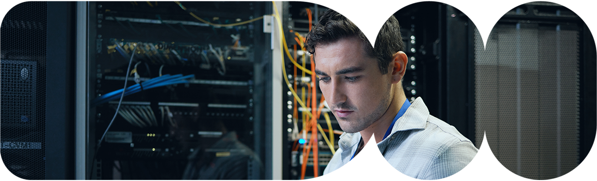 User working in data center