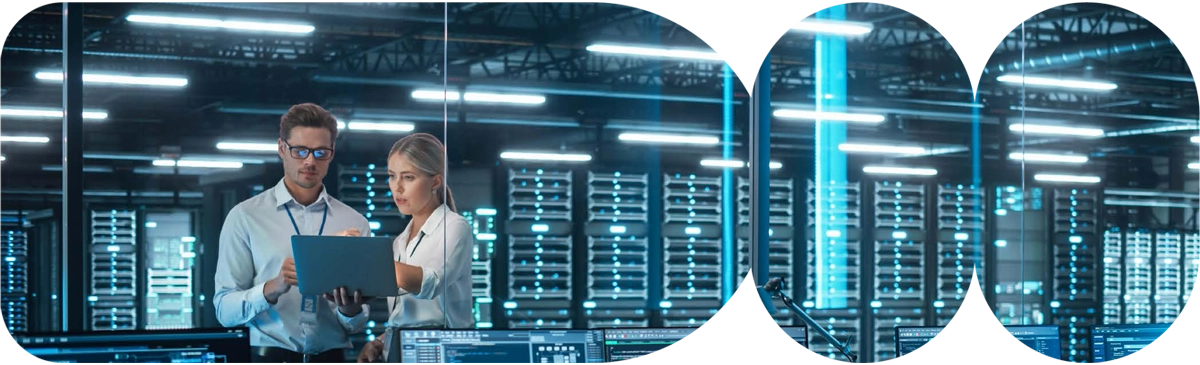 Man working in data center