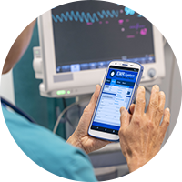 Nurse using a Zebra healthcare device