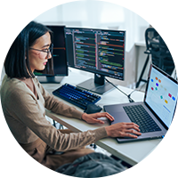 Business woman using laptop