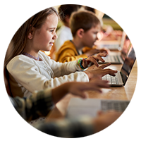 Student working on laptop