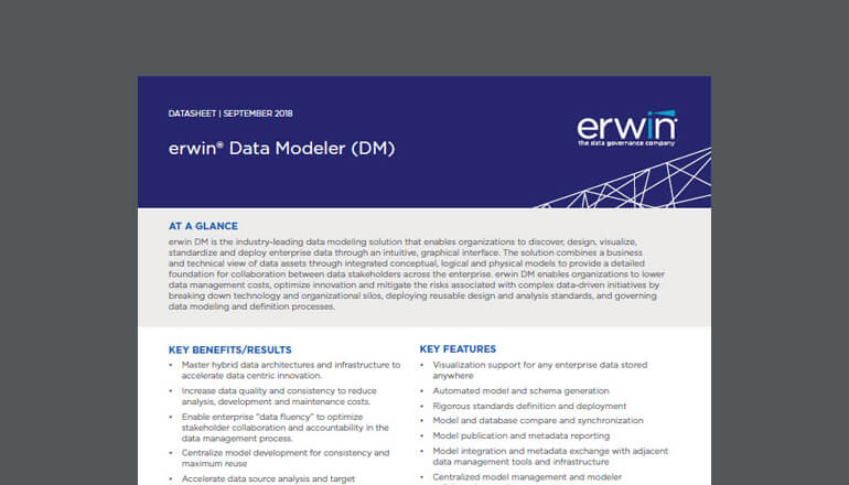 Article erwin Data Modeler datasheet Image