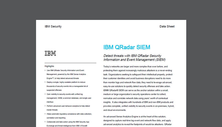 Article IBM QRadar SIEM Datasheet Image