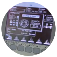 Close up of monitor on laboratory machine.