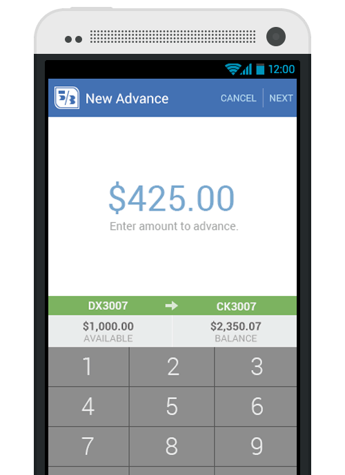 Rendering of account balance displayed from Fifth Third Bank application
