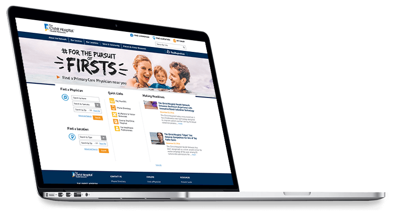 Rendering of the Christ Hospital Health Network website