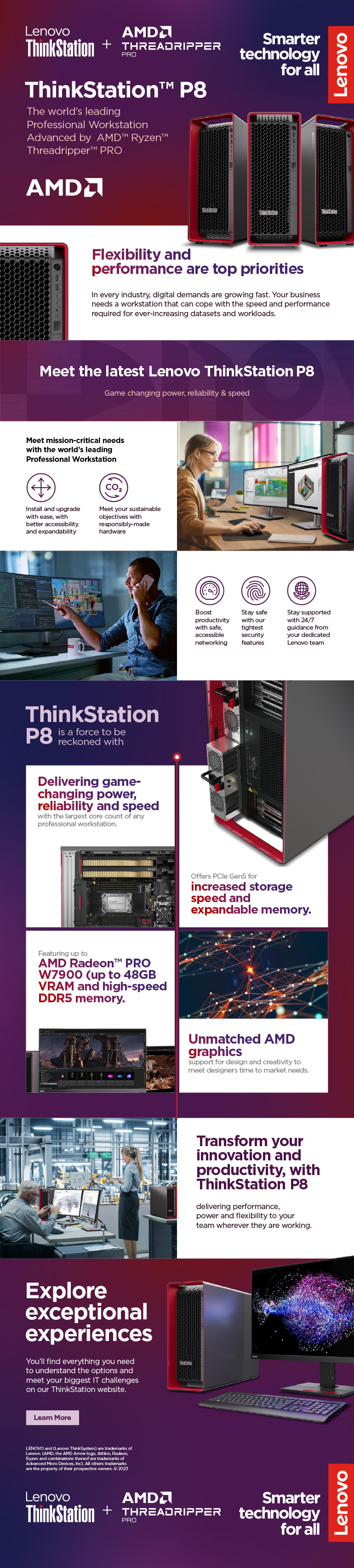 Infographic displaying ThinkStation P8. Translated below.