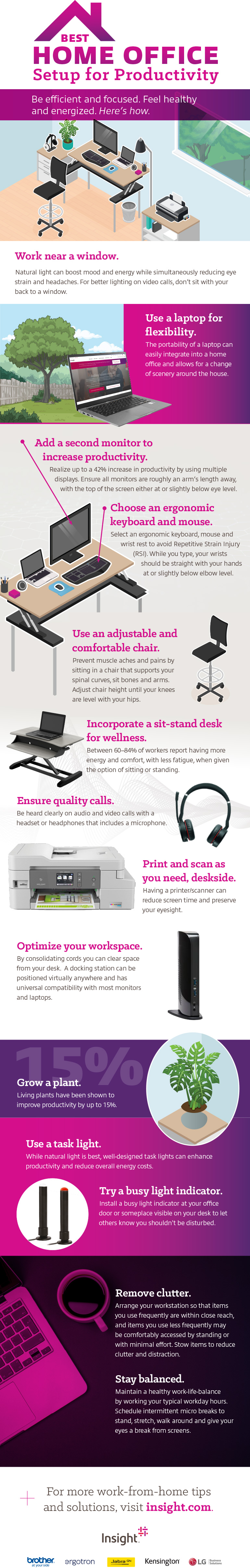 Infographic displaying the Guide: Best Home Office Setup for Productivity Translated below.