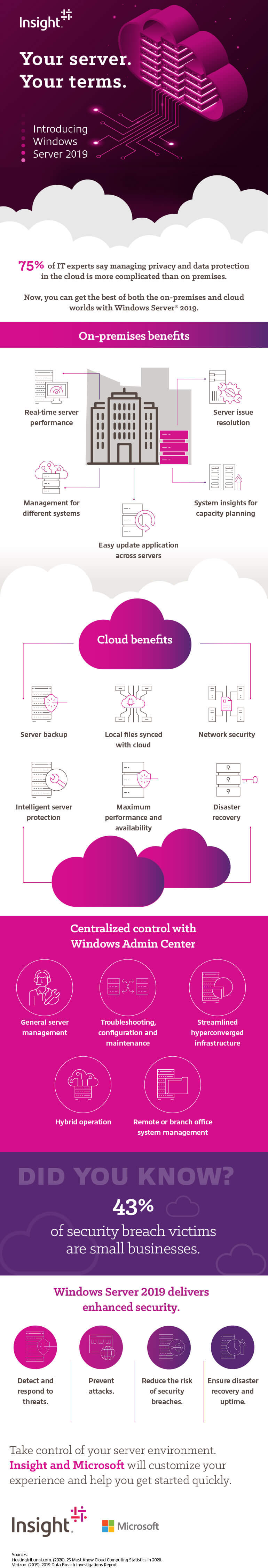 Your Server Your Way: Windows Server 2019 infographic as transcribed below