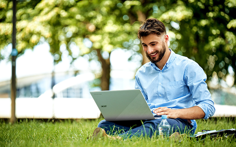 Professional using laptop