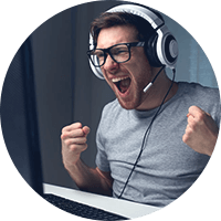 A guy shouting for joy