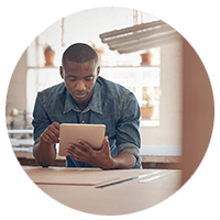 Man working on tablet