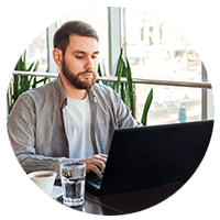 Man working in front of laptop