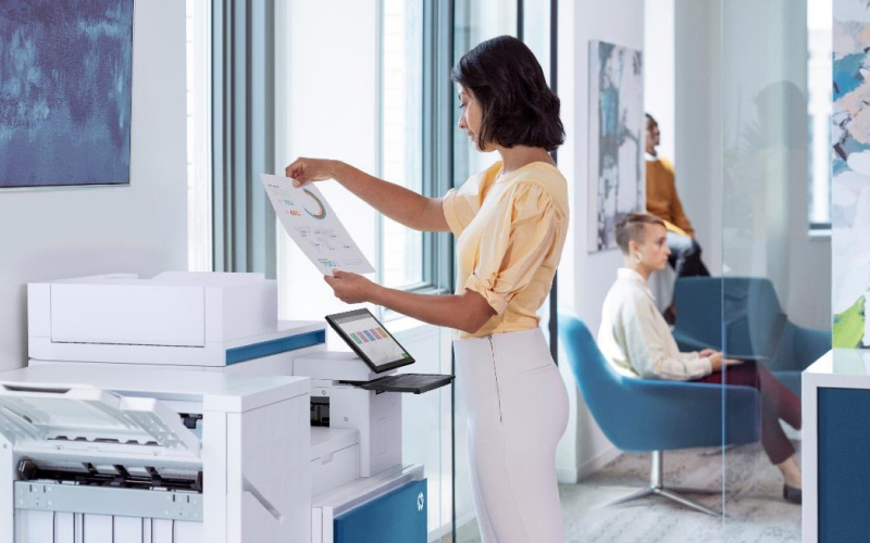 HP printer printing paper.