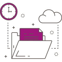Illustrated icon of a file folder with a cloud next to it