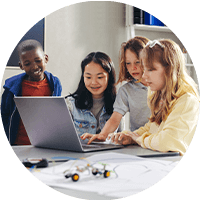 Students studying using laptop
