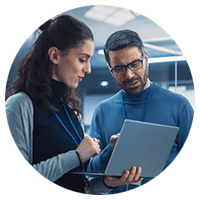 Teammates working together at the office