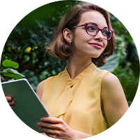 Woman holding a tablet