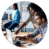 Teammates working together