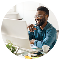 Professional on a virtual meeting