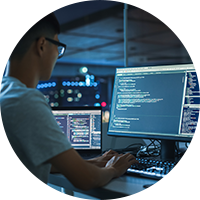 Professional working on desktop