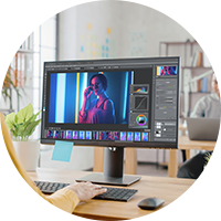 Professional working on desktop