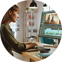 Woman working on her station