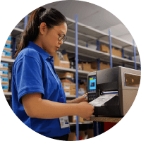 Woman printing receipt