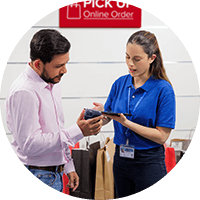 Woman talking to the customer