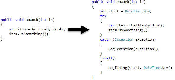 Screenshot of code modifications