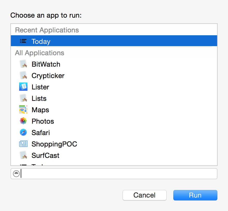 Choose an app to run dialog