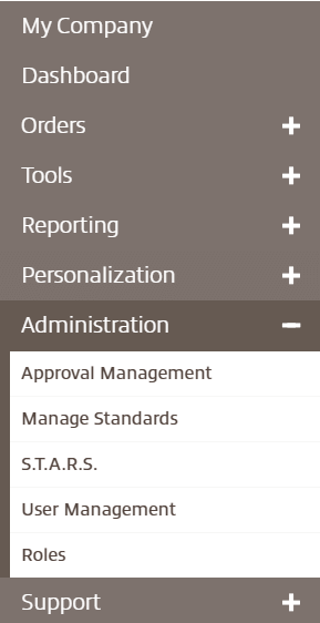 Administration dropdown in myInsight