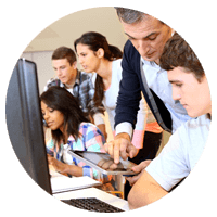 Students in lab room on desktops