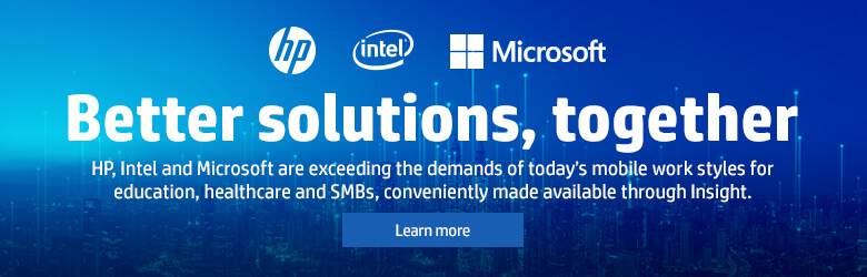 Ad: HP: Better solutions, together. Exceed the demans of todays mobile workforce for education, heathcare and small to medium businesses. Learn more