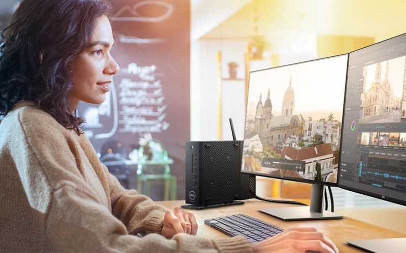 Bolster mobility with Dell thin clients Woman using thin client