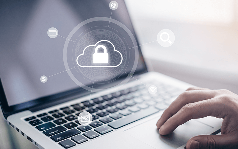 Laptop and security cloud icon