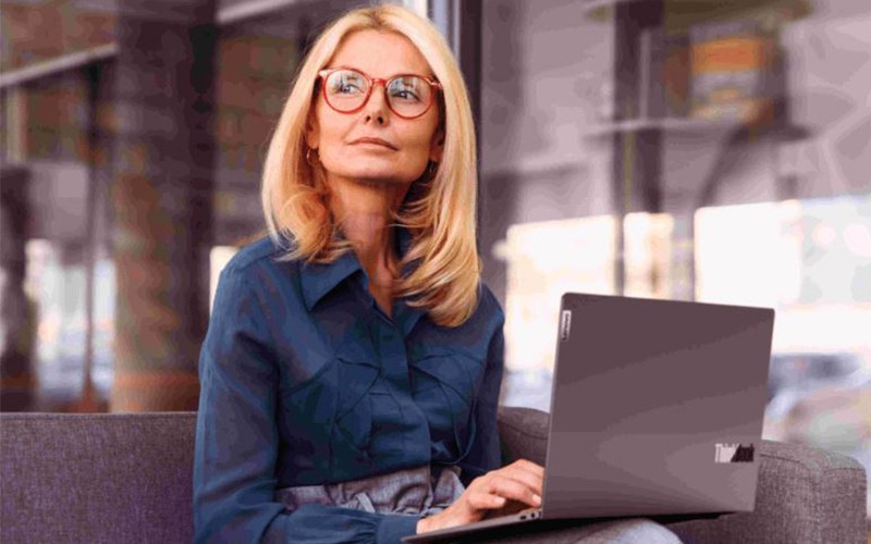 Woman using her laptop