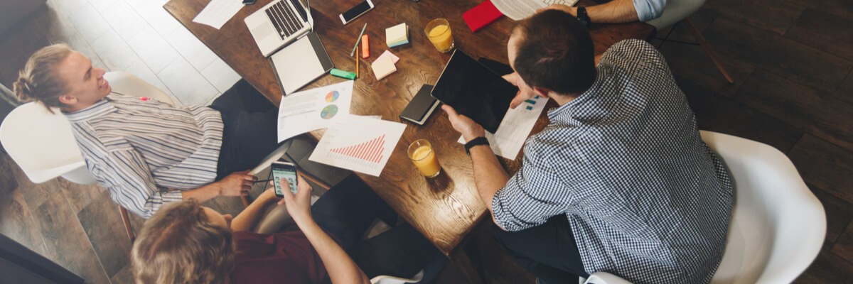 Business team brainstorms in the workplace in the office
