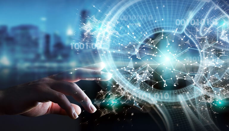 Your success is closely aligned with a willingness to embrace the new tech frontier Concept image of a hand reaching through a portal