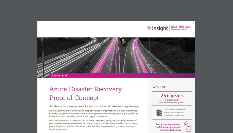 Cover view of Azure Disaster Recovery proof of concept solution brief that is available to download below