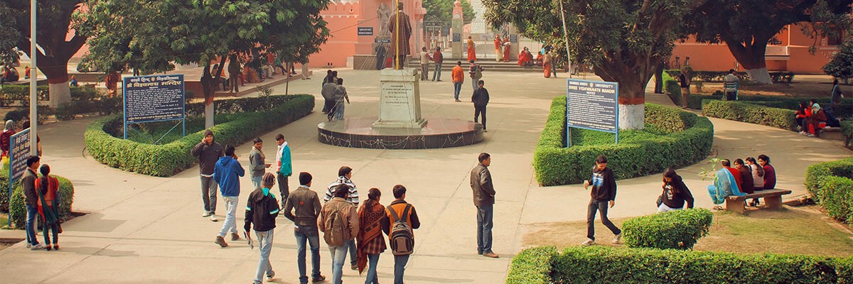 students walking on college campus