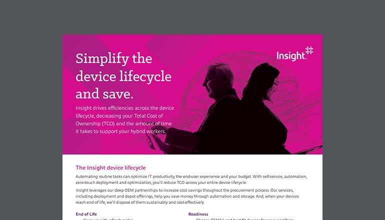 Reduce TCO With Insight Device Lifecycle Services Thumbnail of solution brief available to download below