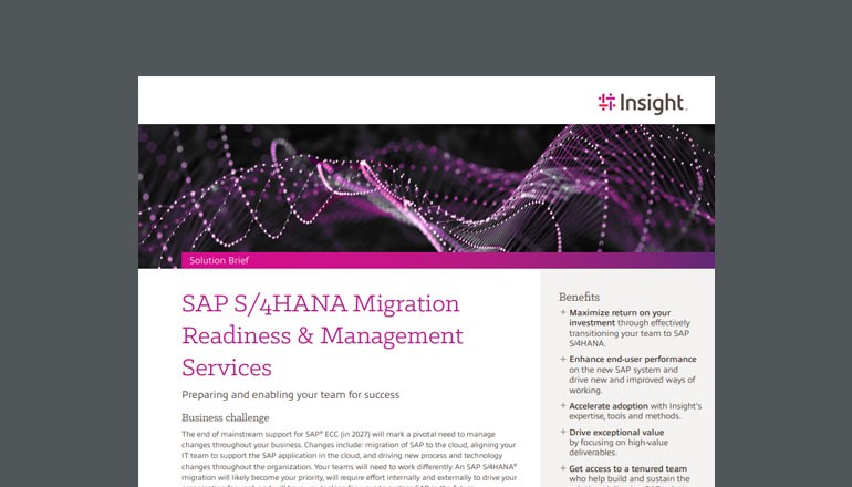 SAP S/4HANA Migration Readiness & Management Services Thumbnail of asset available to download below